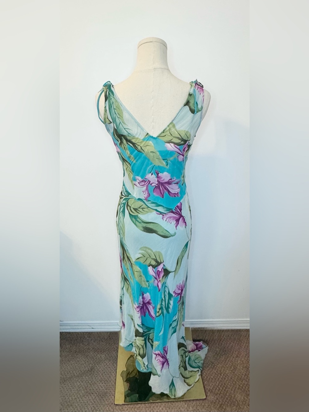 Jean Basic Turquoise Tropical Floral Maxi Dress - Picture 3 of 9